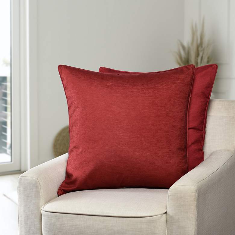 Image 5 Dann Foley Sincere 24" x 24" Scarlet Red Chenille Pillow more views