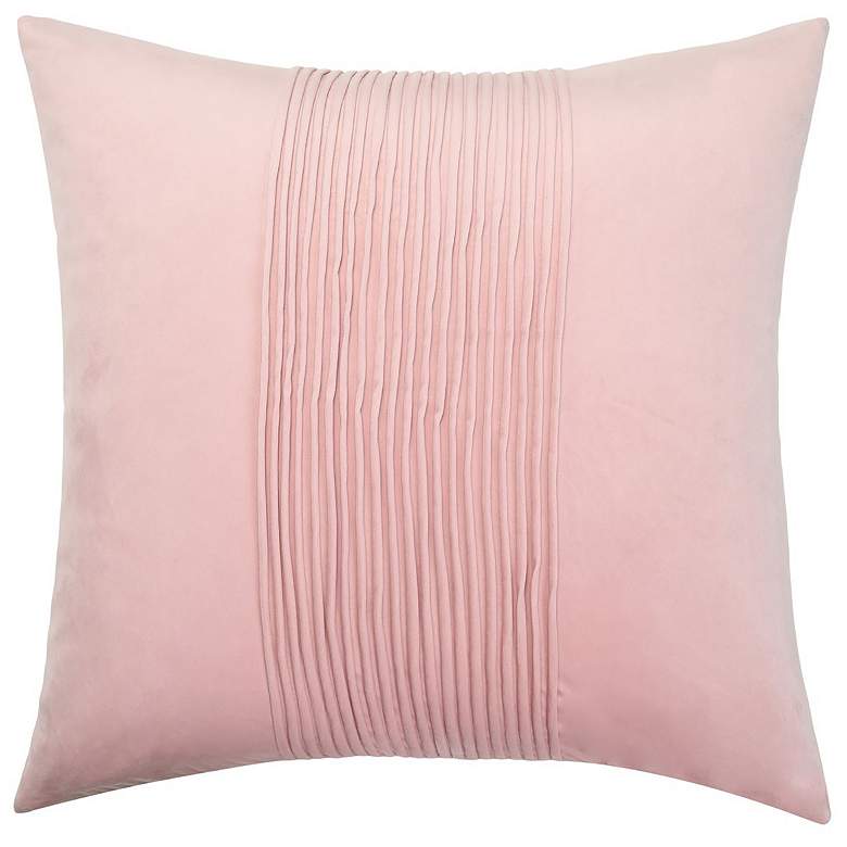Image 1 Dann Foley Tuxedo 24" x 24" Blush Pink Velvet Tux Pleat Pillow
