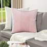 6_Dann Foley Tuxedo 24" x 24" Blush Pink Velvet Tux Pleat Pillow more views