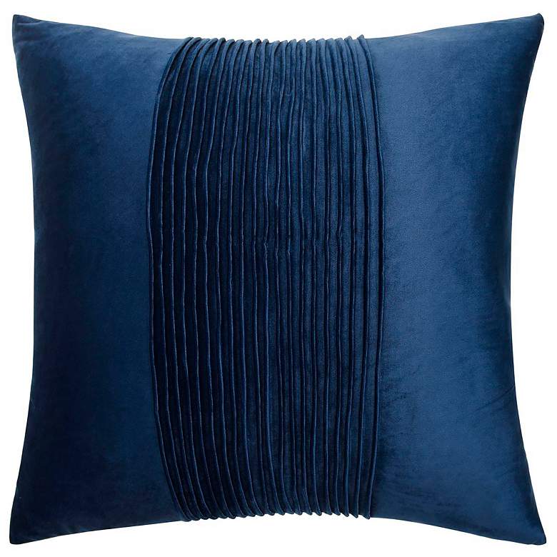 Image 2 Dann Foley Tuxedo 24" x 24" Classic Navy Velvet Tux Pleat Pillow