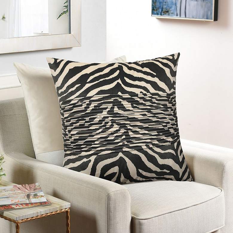 Image 1 Dann Foley Tuxedo 24" x 24" Off Black And Off White Velvet Pleat