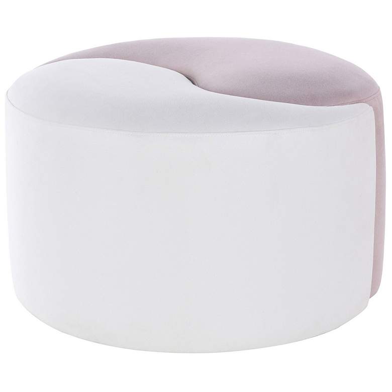 Image 1 Dann Foley White and Blush Pink Velvet Yin Yang Two Piece Pouf Ottoman