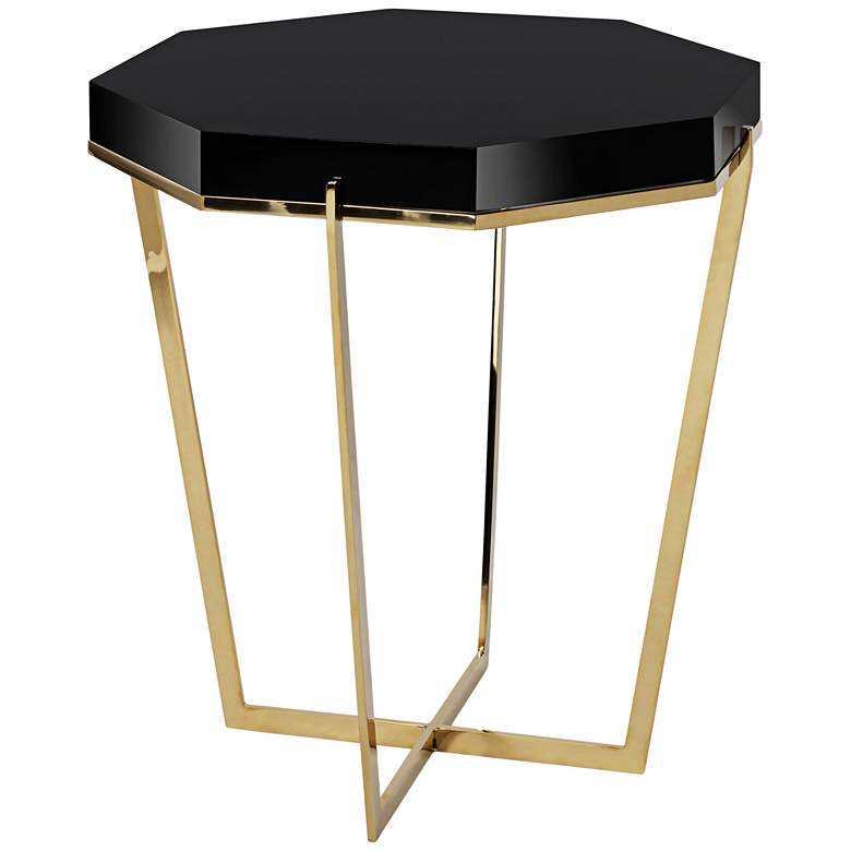 Image 1 Danna 19 3/4" Wide Black Lacquer Hexagonal Modern End Table