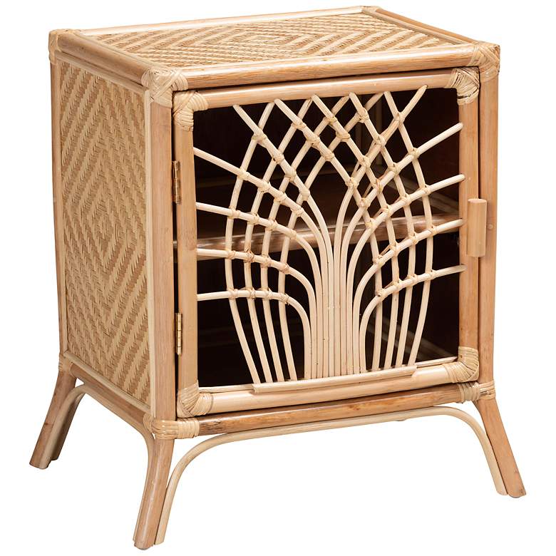 Image 2 Danna 22" Wide Natural Brown Rattan 1-Door Nightstand