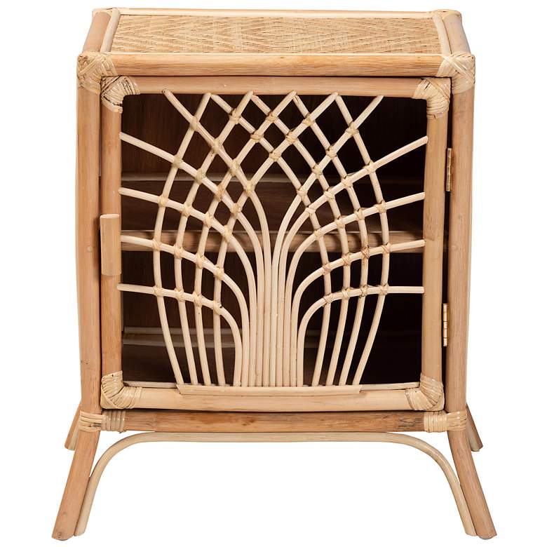 Image 7 Danna 22" Wide Natural Brown Rattan 1-Door Nightstand more views