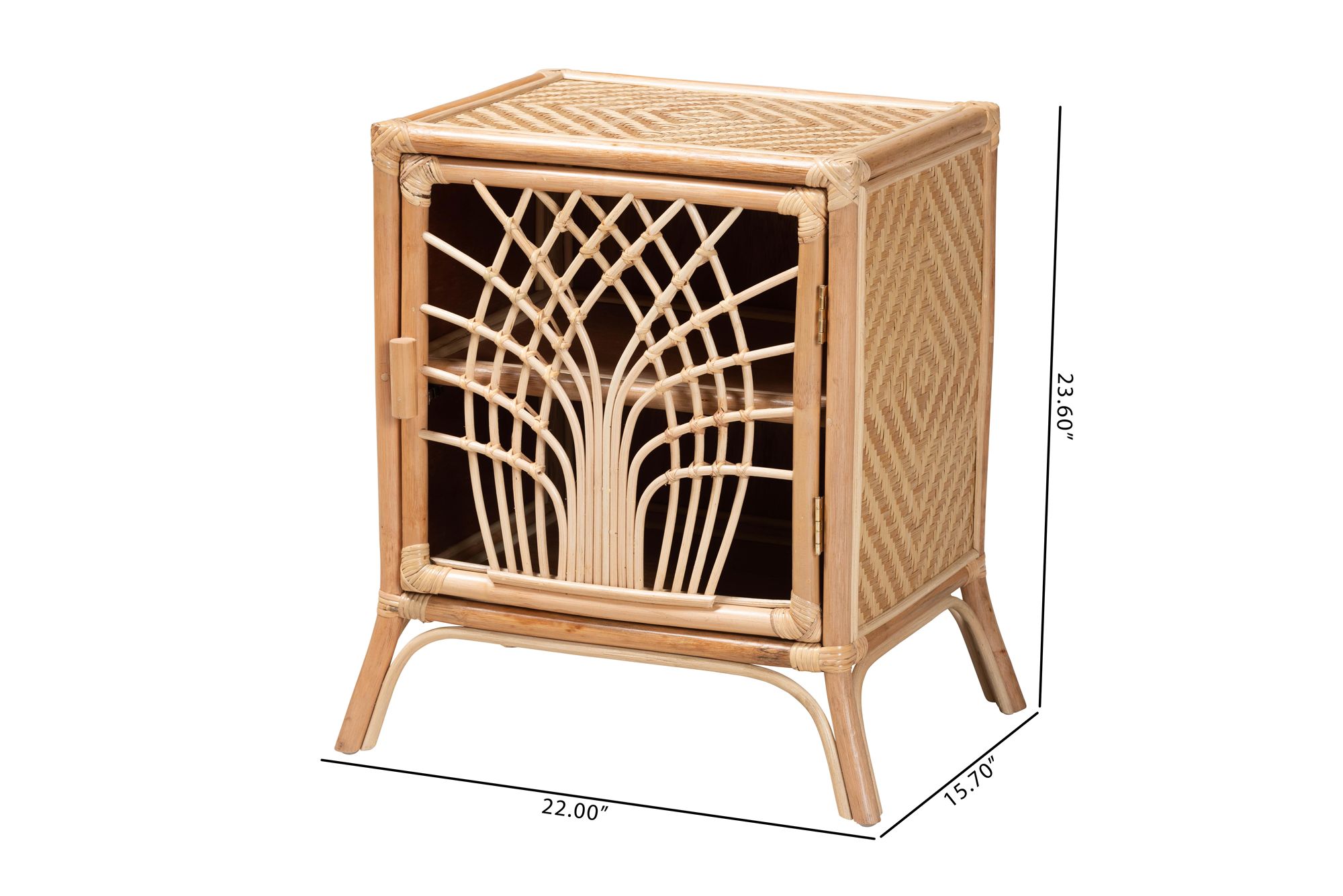Danna 22" Wide Natural Brown Rattan 1-Door Nightstand