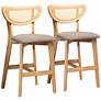 2_Dannell 24" Natural Oak Wood Counter Stools Set of 2
