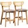 Dannell 24" Natural Oak Wood Counter Stools Set of 2