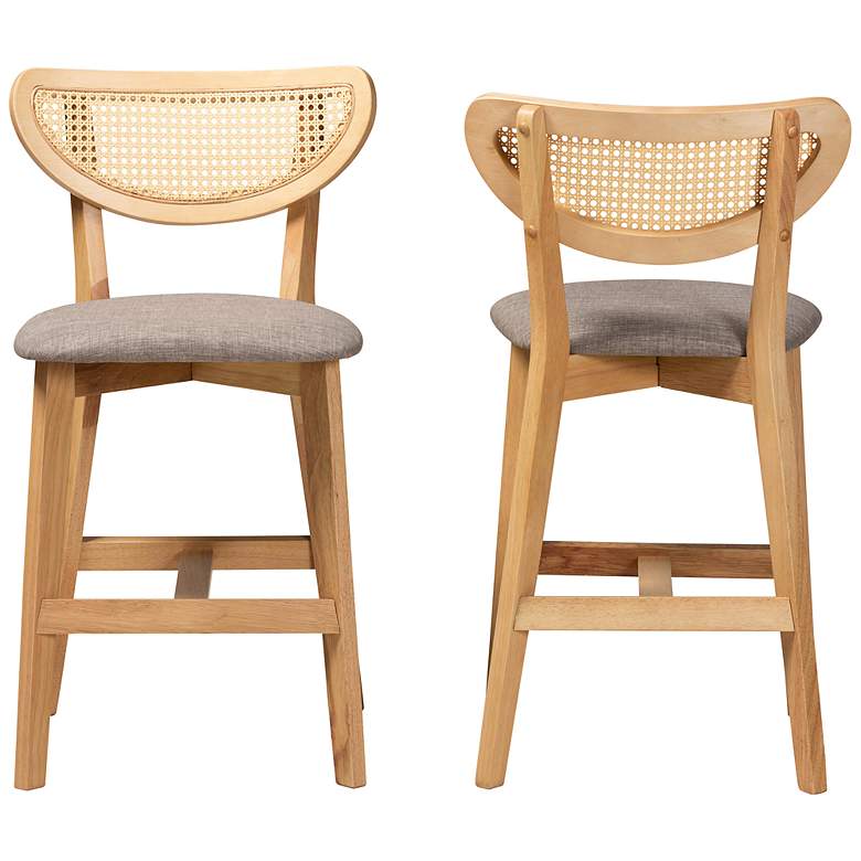 Image 6 Dannell 24" Natural Oak Wood Counter Stools Set of 2 more views