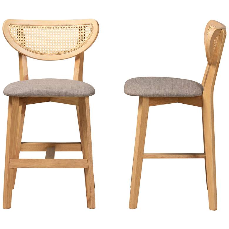 Image 7 Dannell 24" Natural Oak Wood Counter Stools Set of 2 more views
