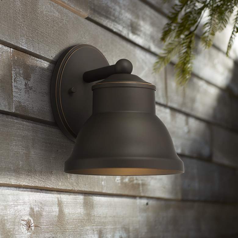 Image 1 Dannington 9 1/4 inch High Oil-Rubbed Bronze Industrial Outdoor Wall Light