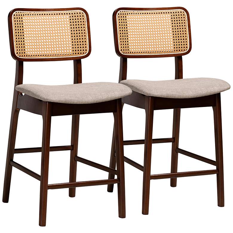 Image 2 Dannon 24" Walnut Brown Wood Counter Stools Set of 2