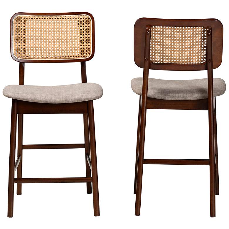 Image 6 Dannon 24" Walnut Brown Wood Counter Stools Set of 2 more views