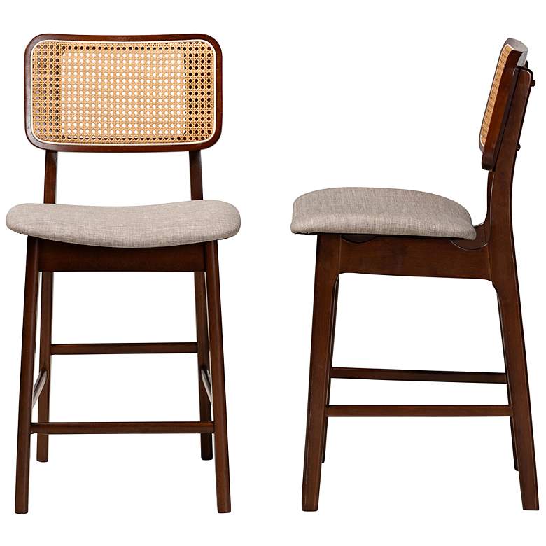 Image 7 Dannon 24" Walnut Brown Wood Counter Stools Set of 2 more views