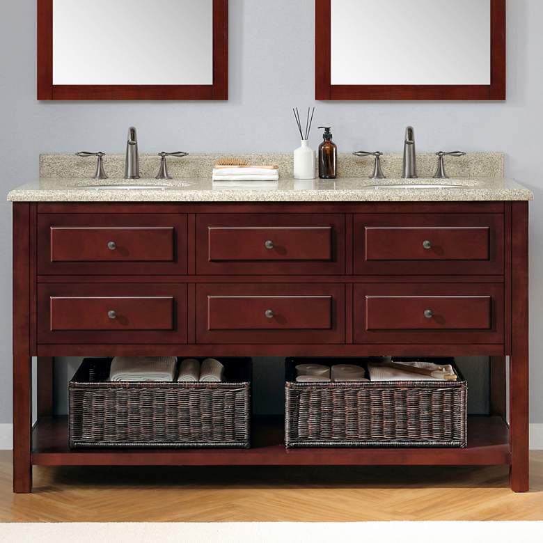 Image 1 Danny 60 inch Wide Chocolate 4-Drawer Double Sink Vanity