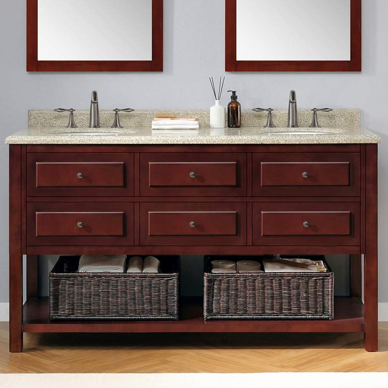 Image 1 Danny 60" Wide Chocolate 4-Drawer Double Sink Vanity
