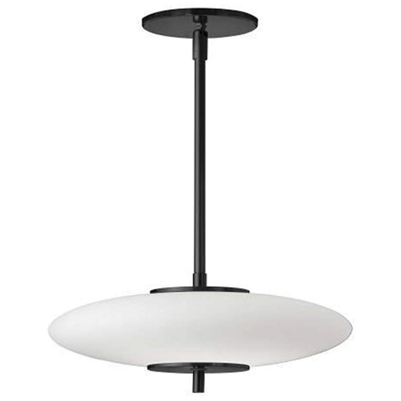 Image 1 Danolite Maddie 16" Wide Matte Black White Glass LED Pendant Light