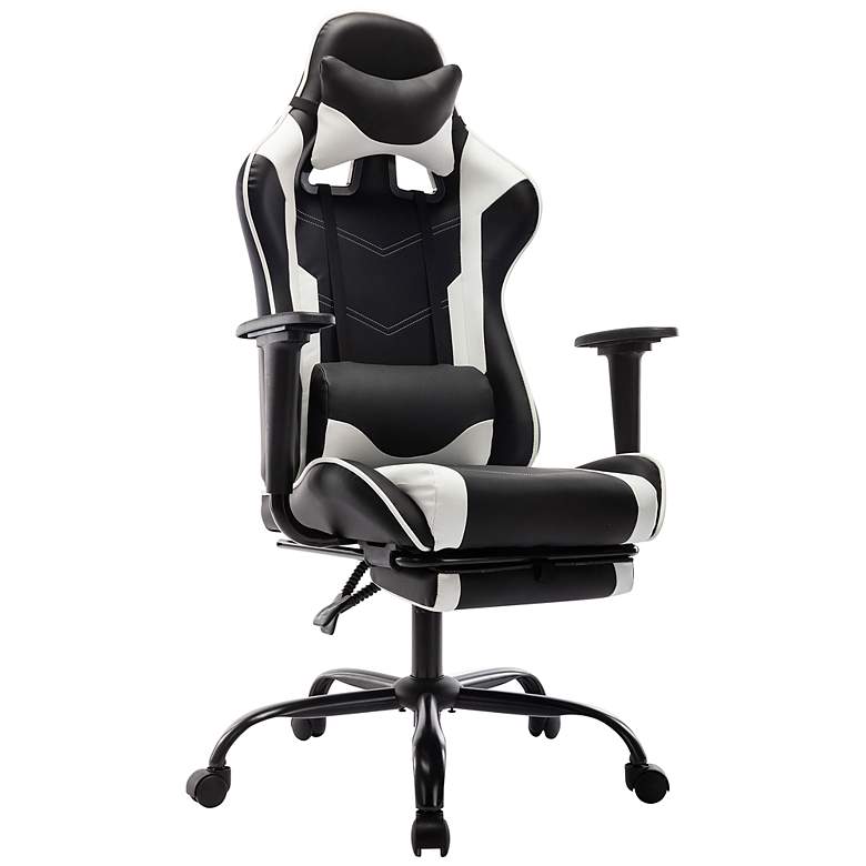 Image 2 Dansberry Black White Faux Leather Adjustable Gaming Chair