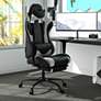 Dansberry Black White Faux Leather Adjustable Gaming Chair