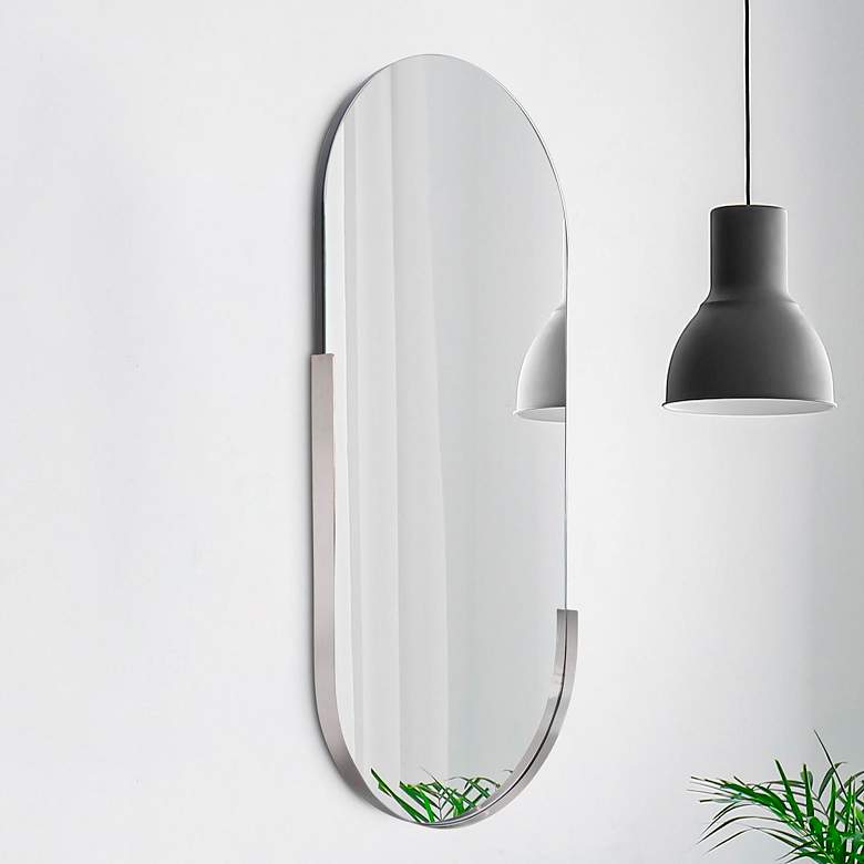 Image 1 Dante Polished Stainless Steel 17 3/4" x 40" Wall Mirror