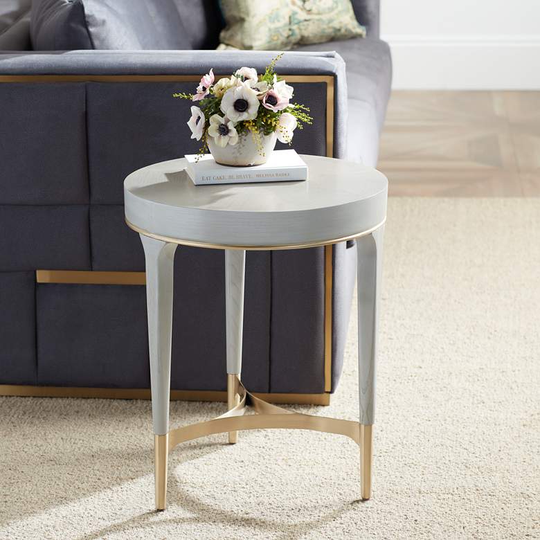 Image 1 Danton 19 3/4 inch Wide Gray Round Side Table