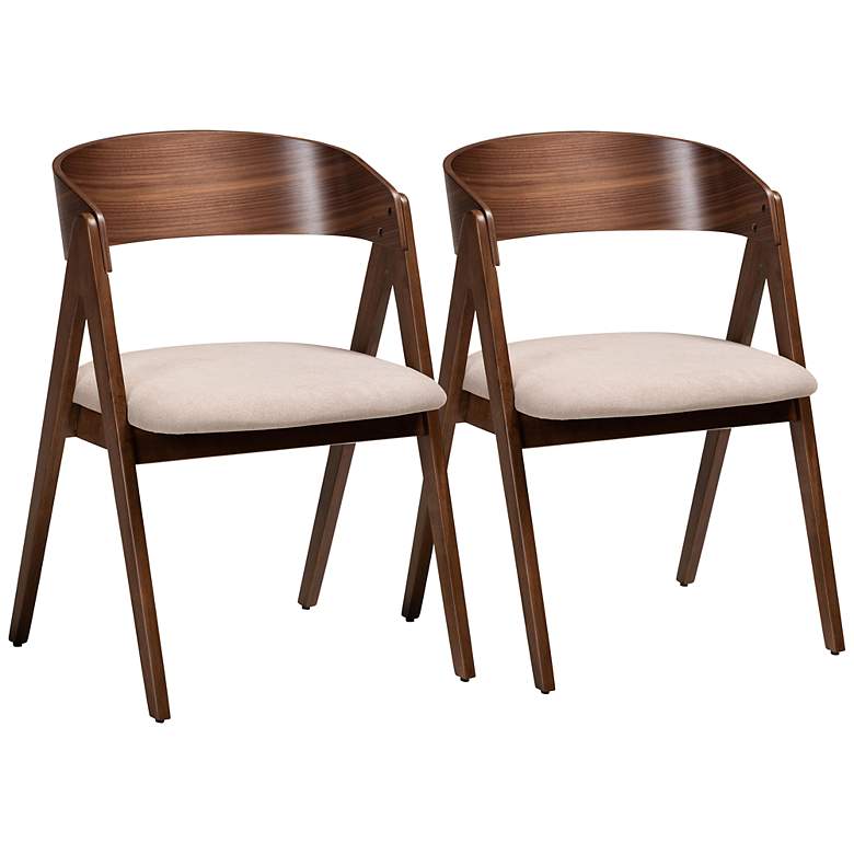 Image 1 Danton Beige Faux Leather Dining Chairs Set of 2