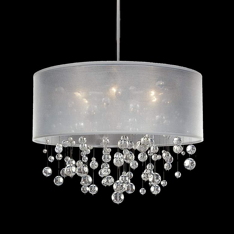 Image 1 Danube Crystal and White Shade 21 inch Wide Pendant Chandelier
