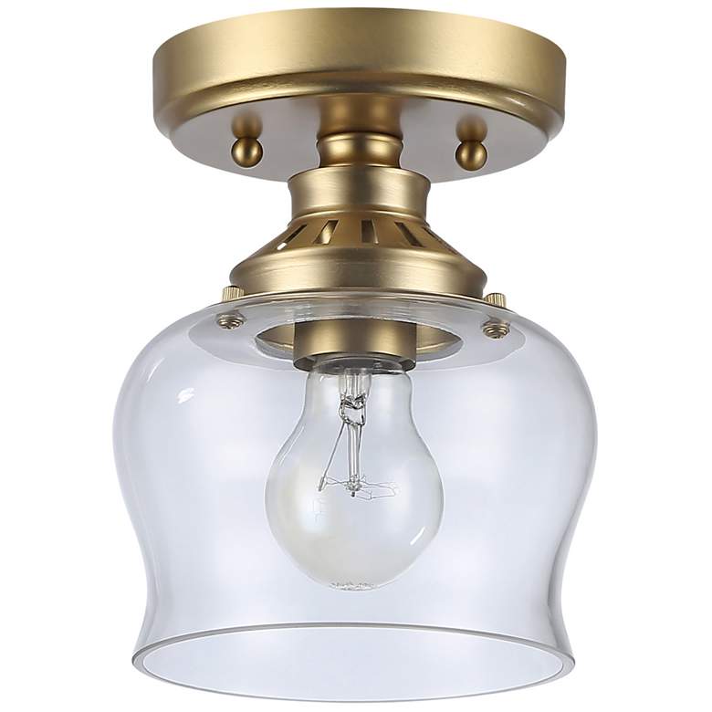 Image 1 Daphne 1-Light Semi-Flush in Brushed Champagne Bronze with Clear Glass