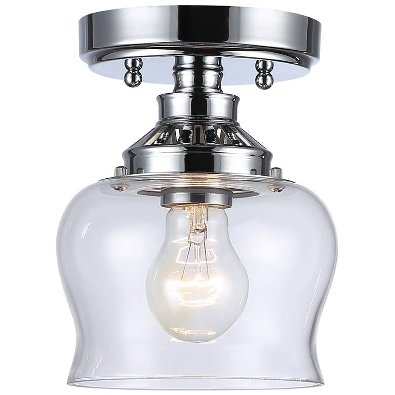 Image 1 Daphne 1-Light Semi-Flush in Chrome with Clear Glass