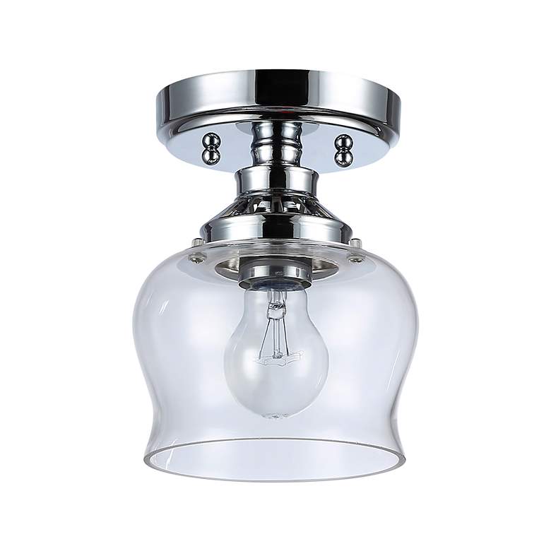 Image 2 Daphne 1-Light Semi-Flush in Chrome with Clear Glass more views
