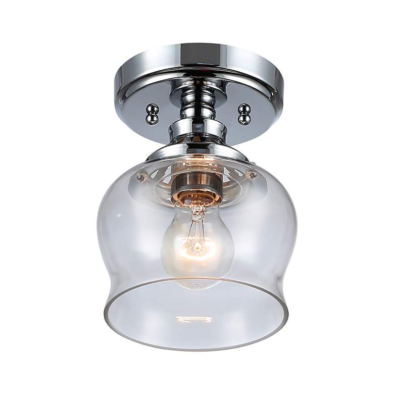 Image 4 Daphne 1-Light Semi-Flush in Chrome with Clear Glass more views