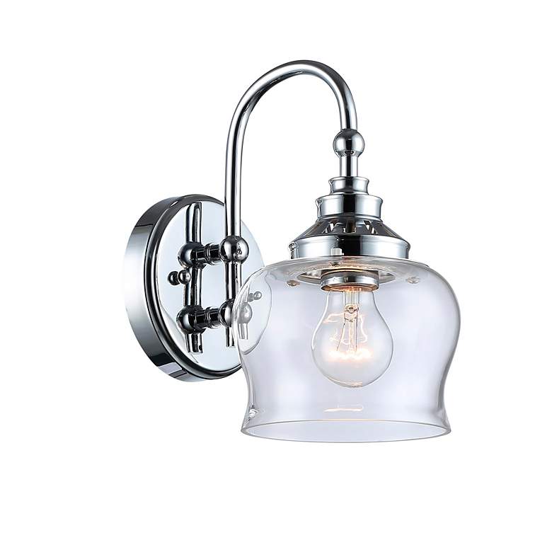 Image 2 Daphne 1-Light Wall Sconce in Chrome with Clear Glass more views