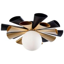Daphne 18" Wide Matte Black and French Gold Ceiling Light