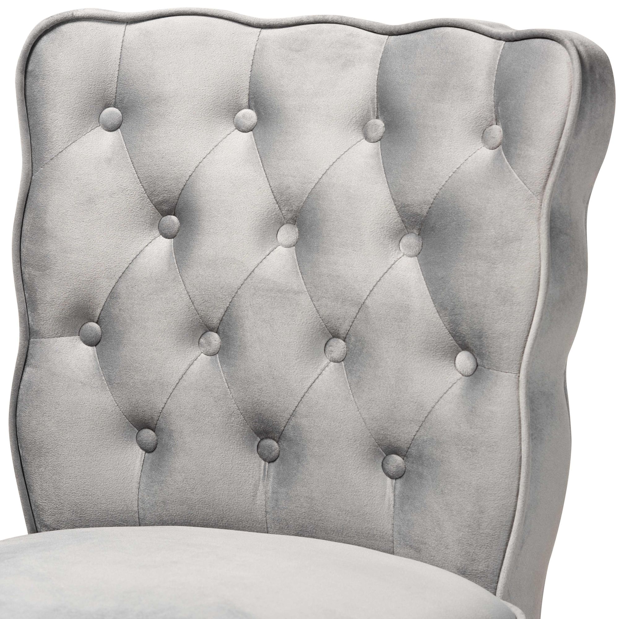 Daphne 30 1/4" Dark Gray Velvet Tufted Bar Stools Set of 2 475K0