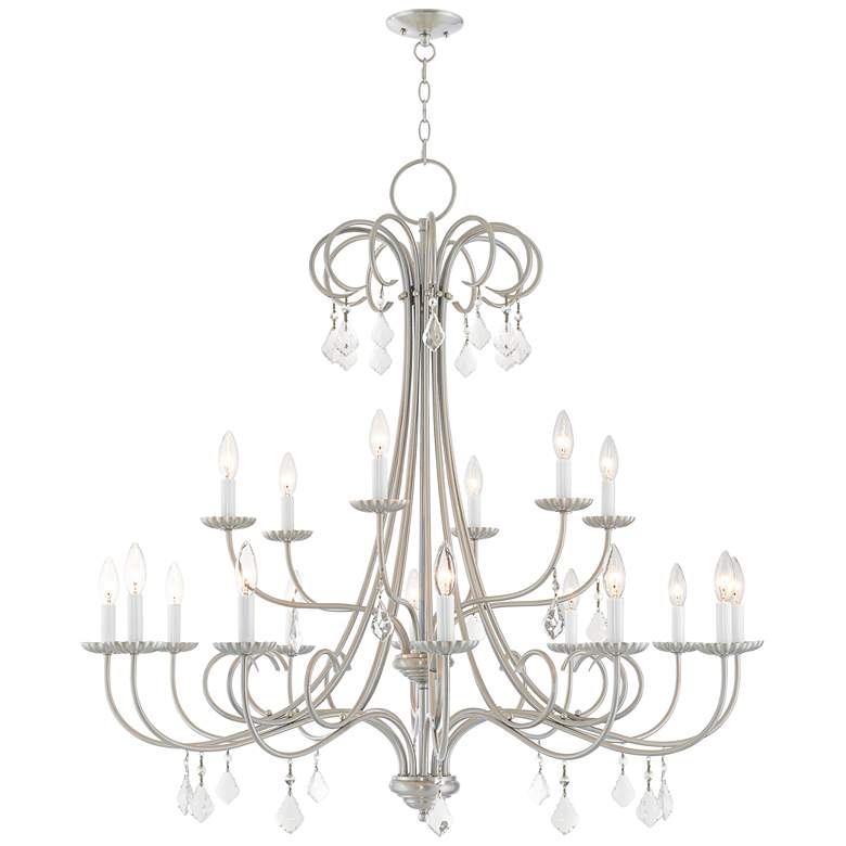 Image 2 Daphne 42 inch Wide Brushed Nickel 18-Light Foyer Chandelier