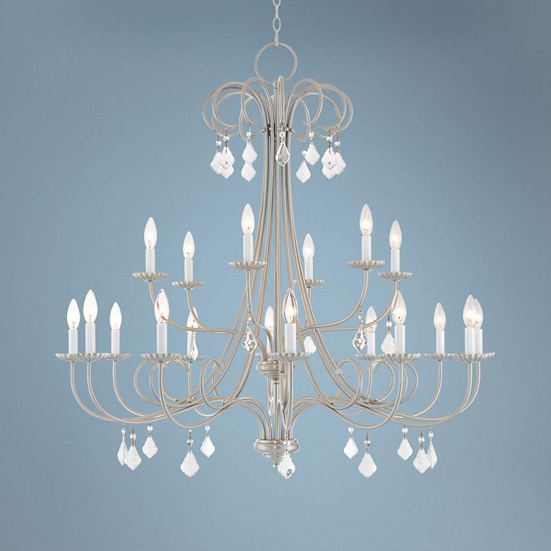 Image 1 Daphne 42 inch Wide Brushed Nickel 18-Light Foyer Chandelier