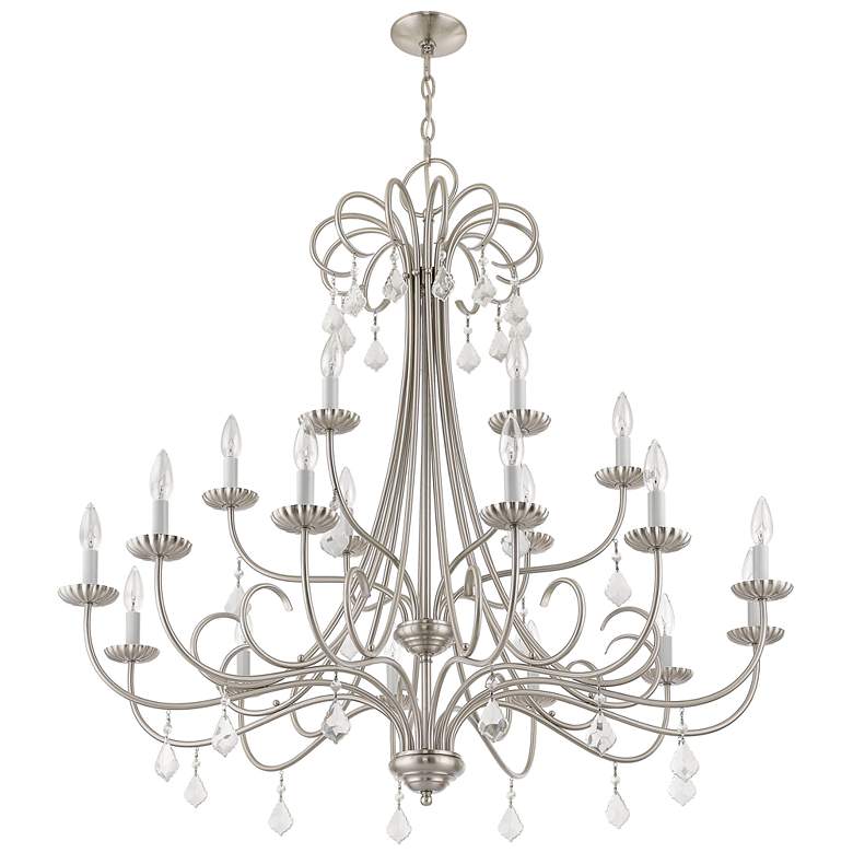 Image 4 Daphne 42 inch Wide Brushed Nickel 18-Light Foyer Chandelier more views