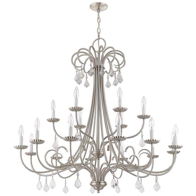 Image 5 Daphne 42 inch Wide Brushed Nickel 18-Light Foyer Chandelier more views