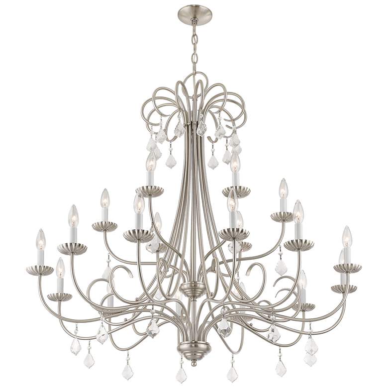 Image 6 Daphne 42 inch Wide Brushed Nickel 18-Light Foyer Chandelier more views