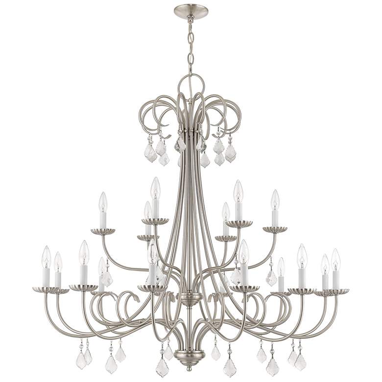 Image 7 Daphne 42 inch Wide Brushed Nickel 18-Light Foyer Chandelier more views