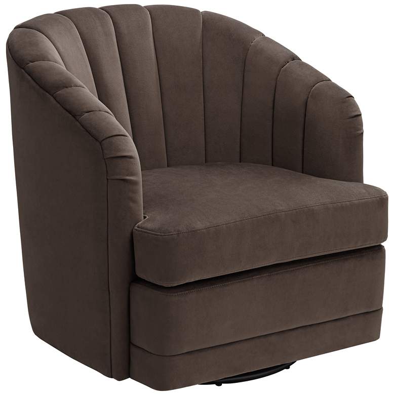 Image 3 Daphne Chocolate Channel Tufted Swivel Chair