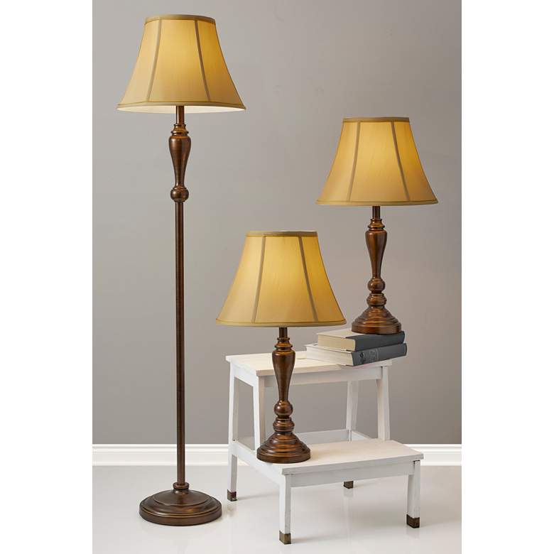 Image 1 Daphne Light Bronze 3-Piece Floor and Table Lamp Set