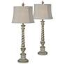 Daphne Weathered White Wash Buffet Table Lamps Set of 2