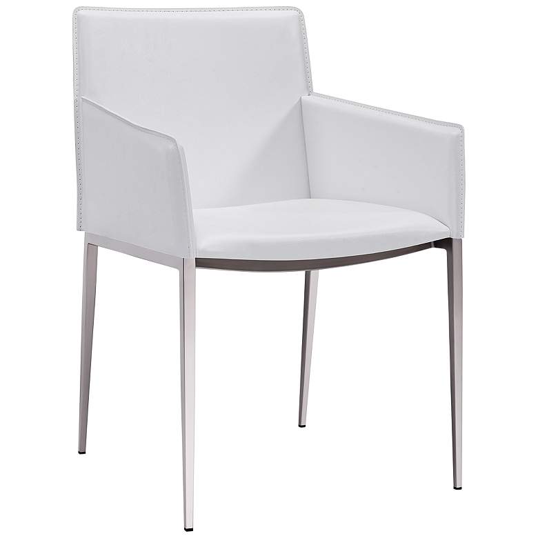 Image 1 Daphne White Faux Leather Dining Armchair