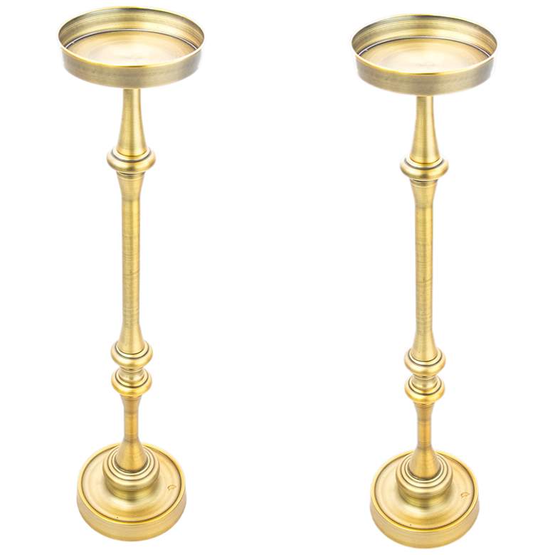 Image 2 Dapper 5 3/4 inch Wide Brass Round Martini Side Tables Set of 2