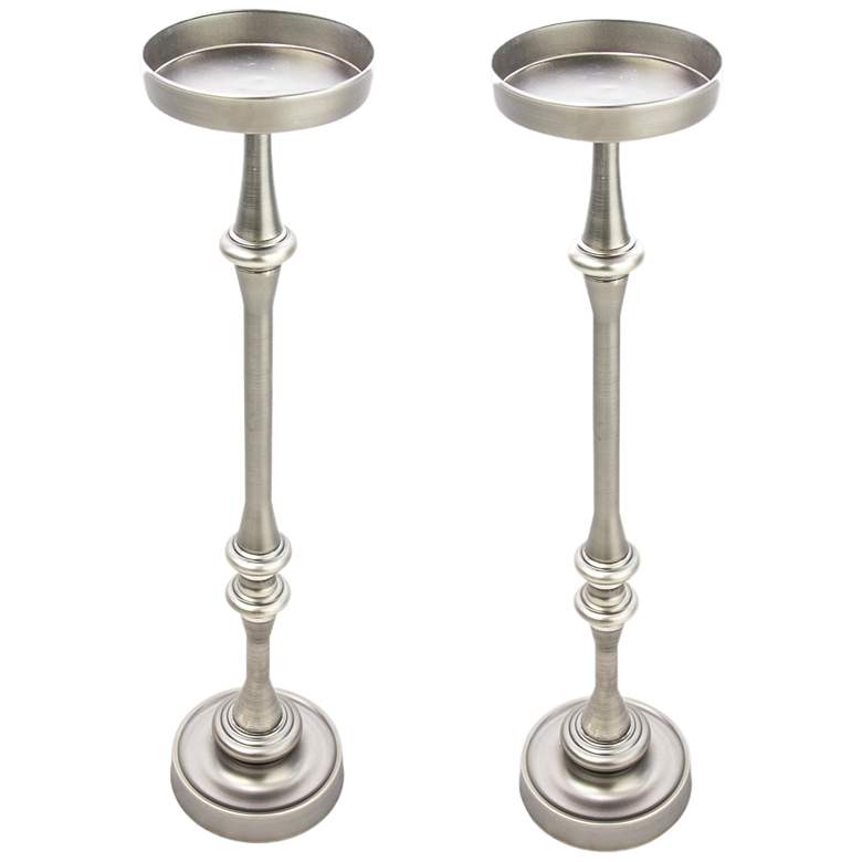 Image 2 Dapper 5 3/4 inchW Brushed Silver Martini Side Tables Set of 2