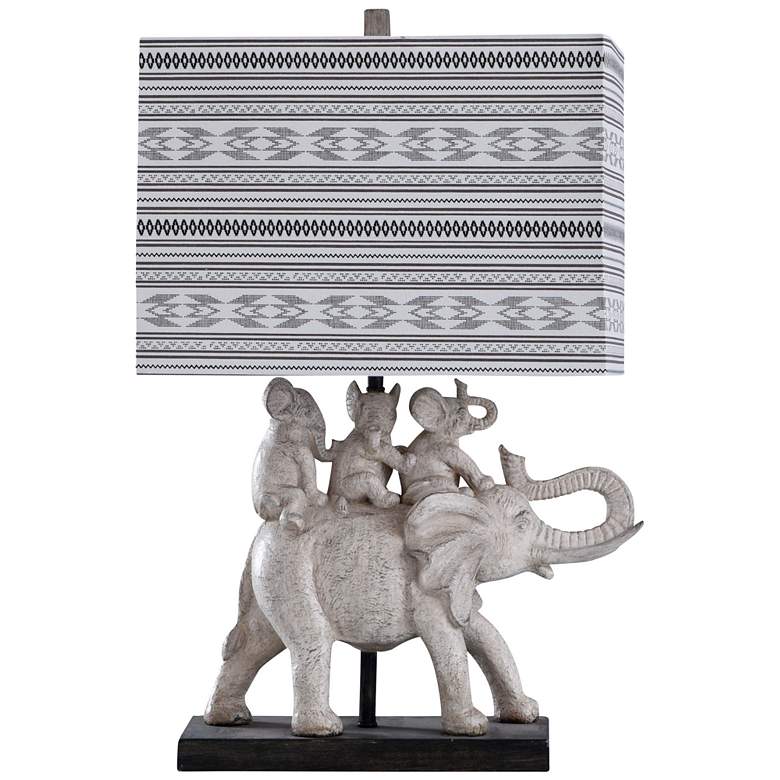 Image 1 Dapple Family of Elephants Table Lamp - Gray & Brown - Gray Shade