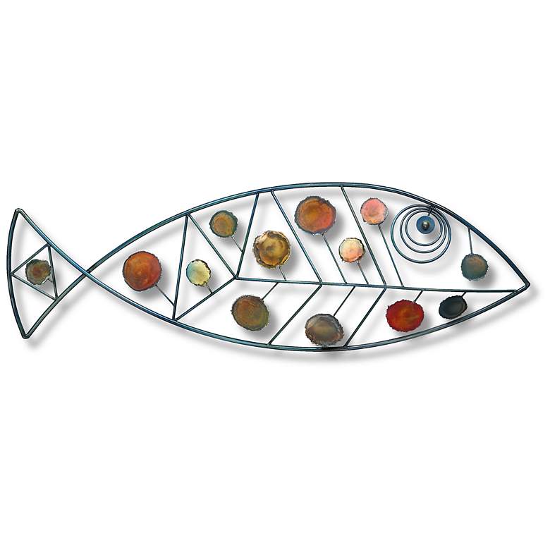 Image 1 Dappled Fish 37 inch Wide Contemporary Metal Wall Art
