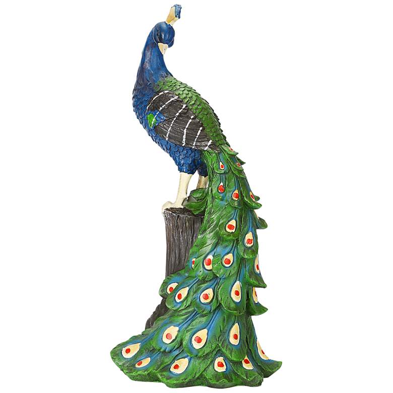 Image 3 Dar 19 1/2 inchH Multi-Color Outdoor Peacock Statue w/ Spotlight more views