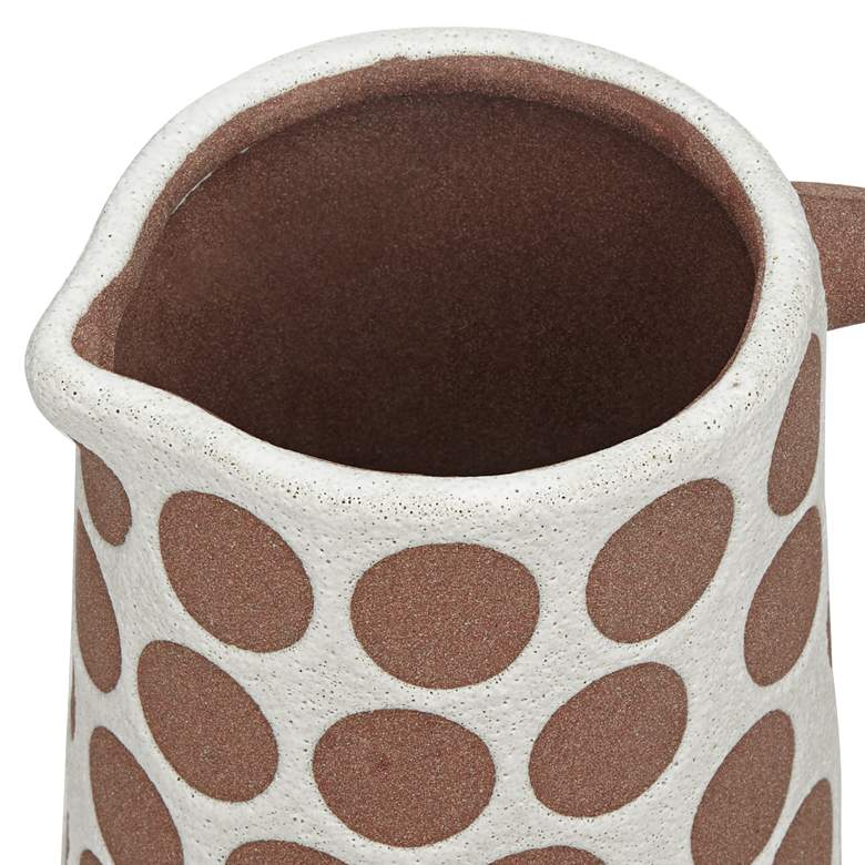 Image 3 Dara 11 3/4"H Matte White Brown Decorative Vase with Handle more views